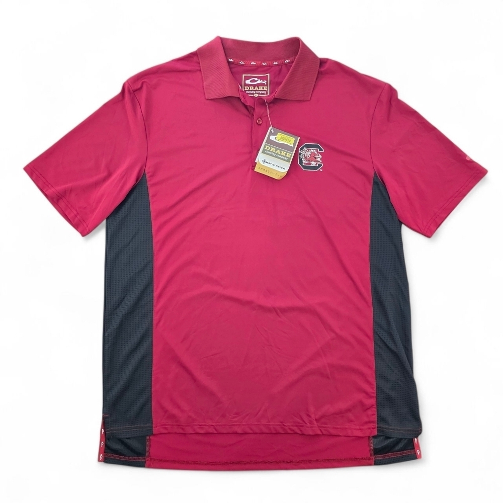 Drake South Carolina Gamecocks Polo Shirt Men's XL Red Black Stretch NCAA NWT